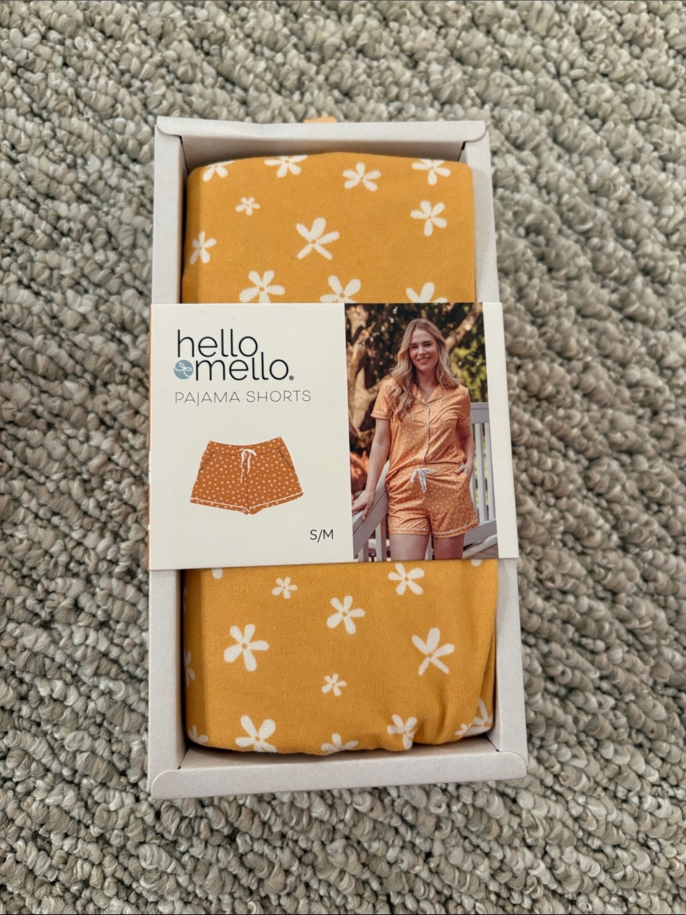 hello mello Mustard Yellow Floral Pajama Shorts - S/M